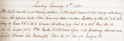 11 January 1880 journal entry